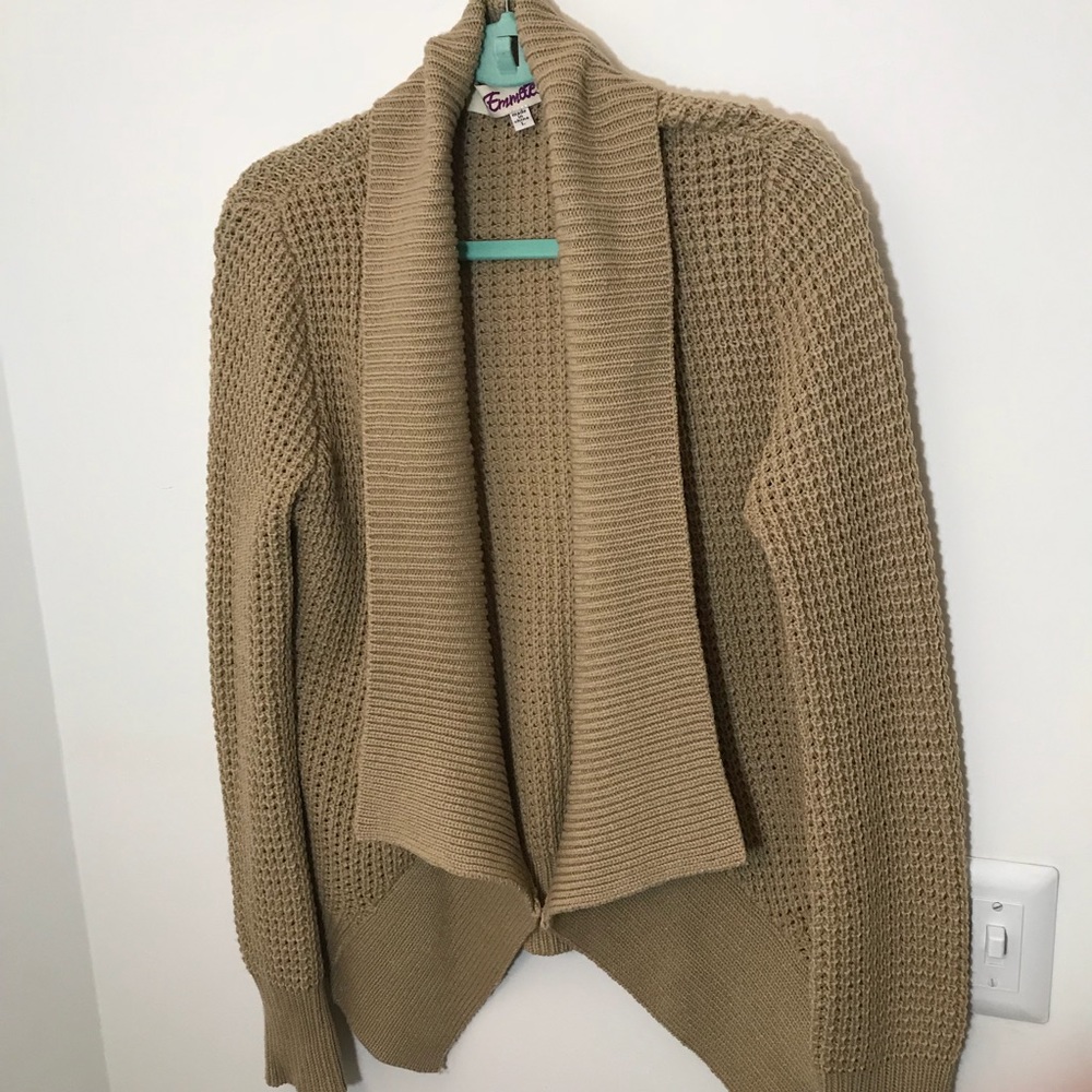 Emmelee | women’s  sweater jacket camel color Sz L - Picture 3 of 6